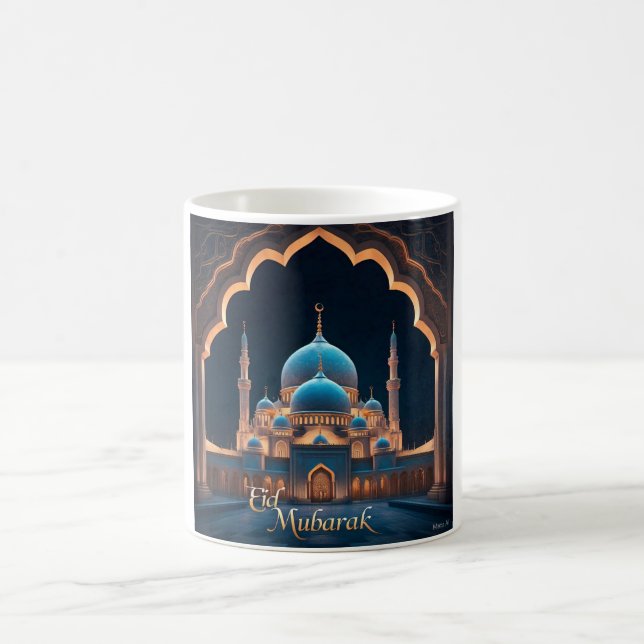 Taza De Café Paisaje nocturno de la Mezquita Azul Eid Mubarak (Centro)