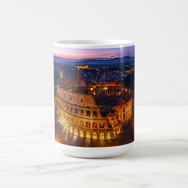 Taza De Café Paisaje Nocturno Luminoso del Coliseo Romano (Centro)