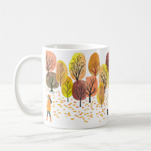 Taza De Café Paisaje otoñal. Ilustracion Vintage de acuarela 
