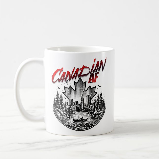 Taza De Café Paisaje paisajístico AF canadiense hoja de arce de (Izquierda)