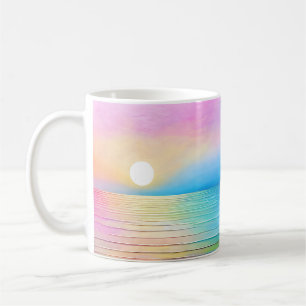 Taza De Café Paisaje panorámico "Torranbay" rosa y azul amplio