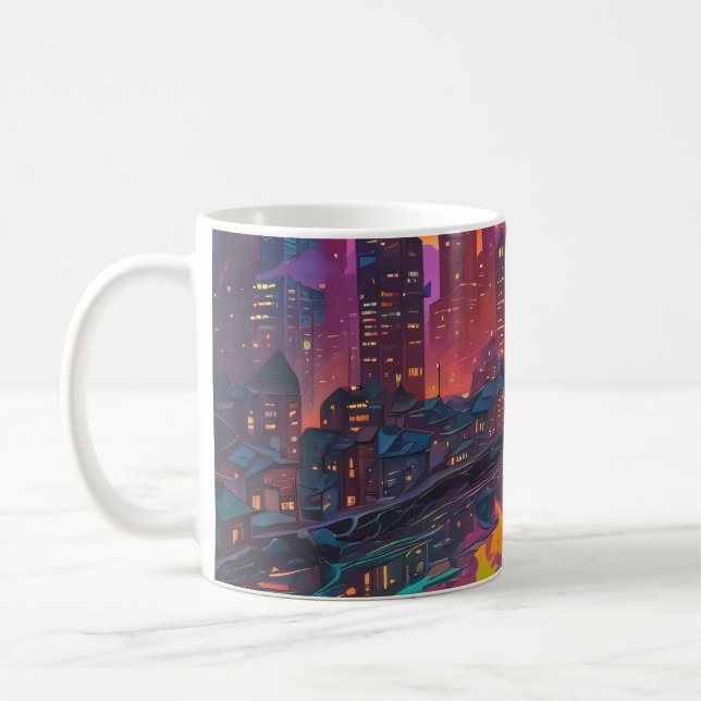 Taza De Café Paisaje Psicodélico Oscuro (Izquierda)
