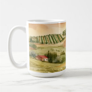 Taza De Café Paisaje rural italiano acuarela Italia