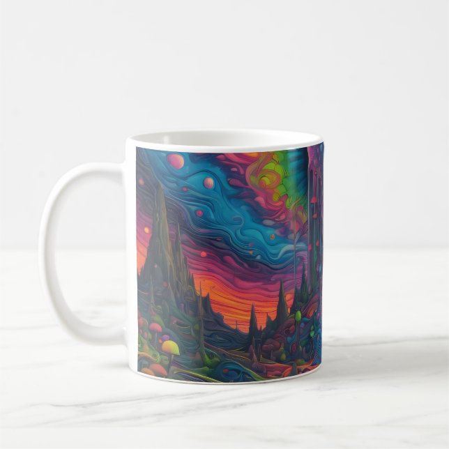 Taza De Café Paisaje soñador psicodélico (Izquierda)