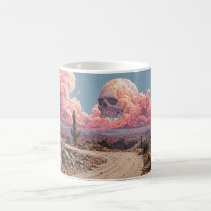 Taza De Café Paisaje surrealista del desierto con nubes en form