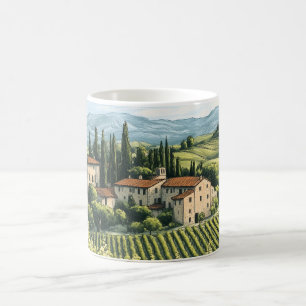 Taza De Café Paisaje toscano con viñedos y bicicleta