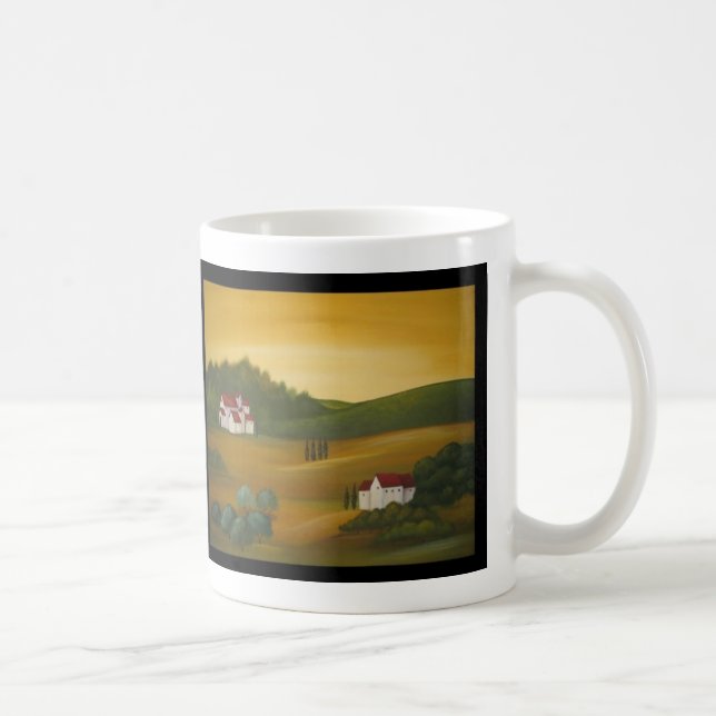Taza De Café Paisaje toscano de oro (Derecha)