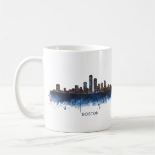 Taza De Café Paisaje urbano de Boston en acuarela