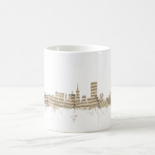 Taza De Café Paisaje urbano de la partitura del horizonte de