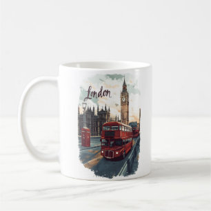 Taza De Café Paisaje urbano de Londres con autobús de dos pisos