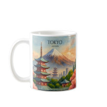 Paisaje urbano de Tokio Japón Acuarela Recuerdo