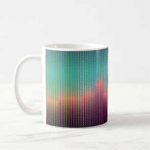 Taza De Café Paisaje urbano digital, cuadrados coloridos.