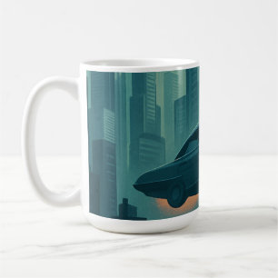 Taza De Café "Paisaje urbano futurista con coches voladores - r
