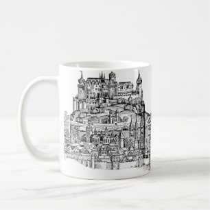 Taza De Café Paisaje urbano minimalista de Würzburg, Baviera