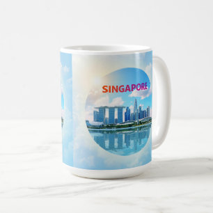 Taza De Café Paisaje urbano retro de la ciudad de Singapur