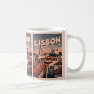 Taza De Café Paisaje urbano vintage de Lisboa regalos de viaje 