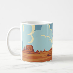Taza De Café Paisaje veraniego con un camino sinuoso vacío en e