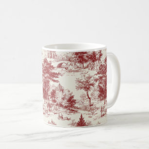 Taza De Café Paisaje vintage rojo toile