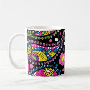 Taza De Café Paisley de estilo tribal, patrón étnico sin fisura