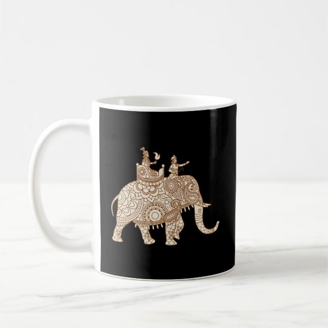 Taza De Café Paisley del elefante al estilo del elefante indio (Izquierda)
