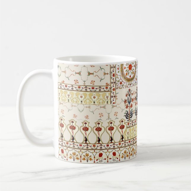 Taza De Café Paisley floral mogol: Elegancia digital étnica. (Izquierda)