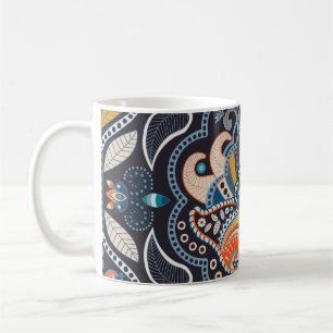 Taza De Café Paisley Floral: Patrón indio oscuro