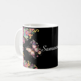 Taza De Café Paisley floral y mariposa