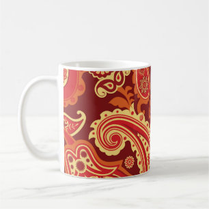 Taza De Café Paisley, flores: patrón ornamental sin costura