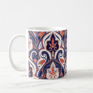 Taza De Café Paisley india: Medallón floral sin mar.
