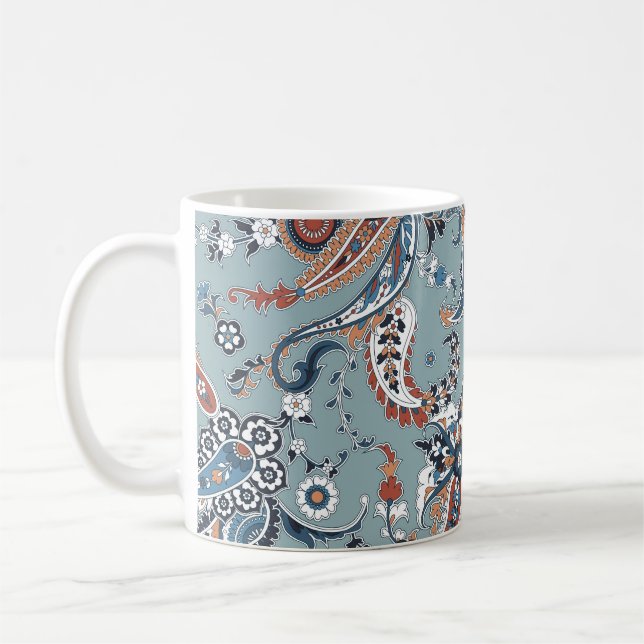 Taza De Café Paisley indio de moda: fondo sin costura. (Izquierda)