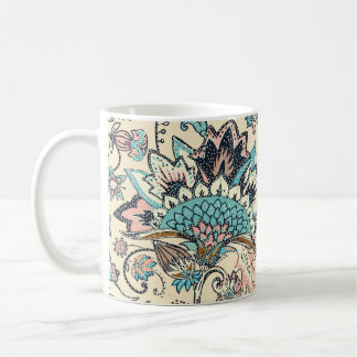 Taza De Café Paisley Oriental: Elegancia Textil Estilizada.