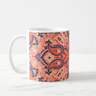 Taza De Café Paisley sin foco: diseño de patrones vintage.