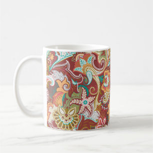 Taza De Café Paisley sin soldadura: elegante patrón de fondo.