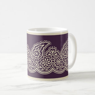 Taza De Café Paisley sobre el café morado