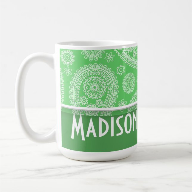 Taza De Café Paisley verde femenina (Izquierda)