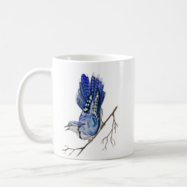 Taza De Café Pajarera azul acuarela (Izquierda)