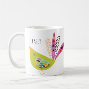 Taza De Café Pájaro antiguo moderno y colorido
