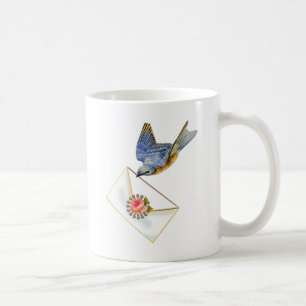 Taza De Café Pájaro azul de la felicidad con nota