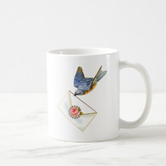 Taza De Café Pájaro azul de la felicidad con nota