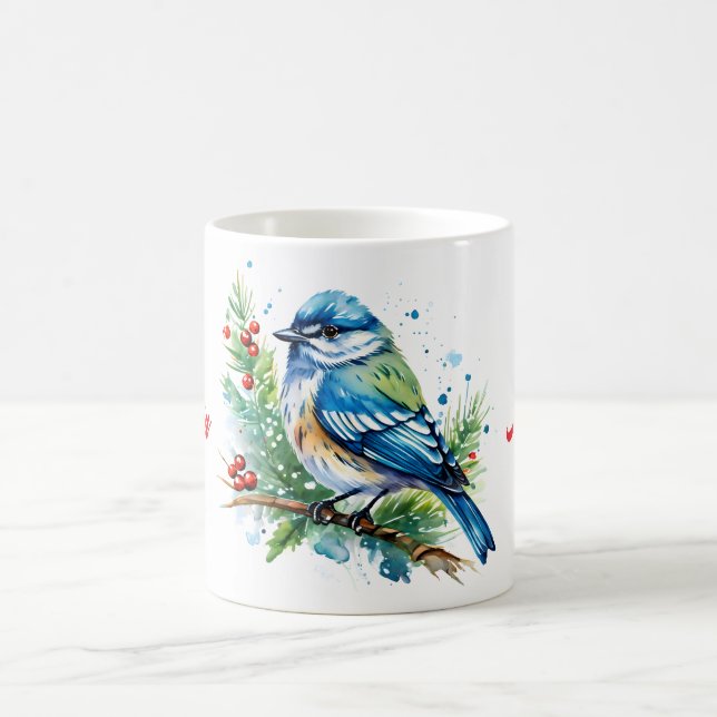 Taza De Café Pájaro azul en Navidad (Centro)