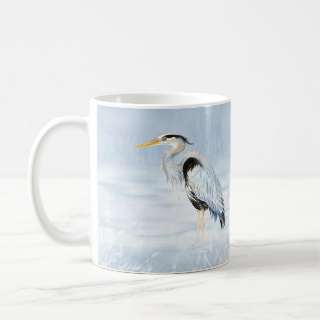 Taza De Café Pájaro azul grande de la garza (Izquierda)