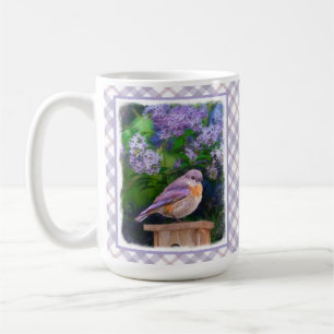 Taza De Café Pájaro azul oriental en nieve - Fotografía origina