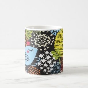 Taza De Café “Pájaro caprichoso en un mundo floral