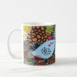 Taza De Café “Pájaro caprichoso en un mundo floral