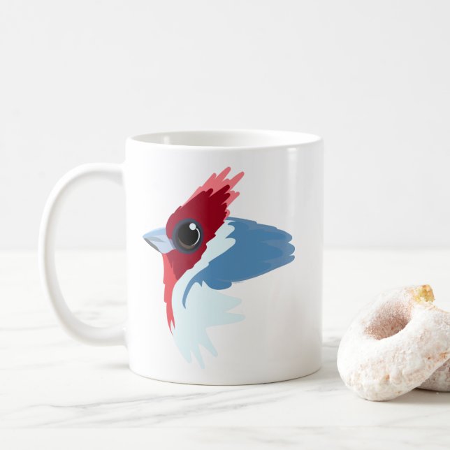 Taza De Café Pájaro cardenal de la cresta roja  (Con donut)