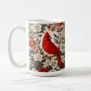 Taza De Café Pájaro cardenal del norte hermosa floral