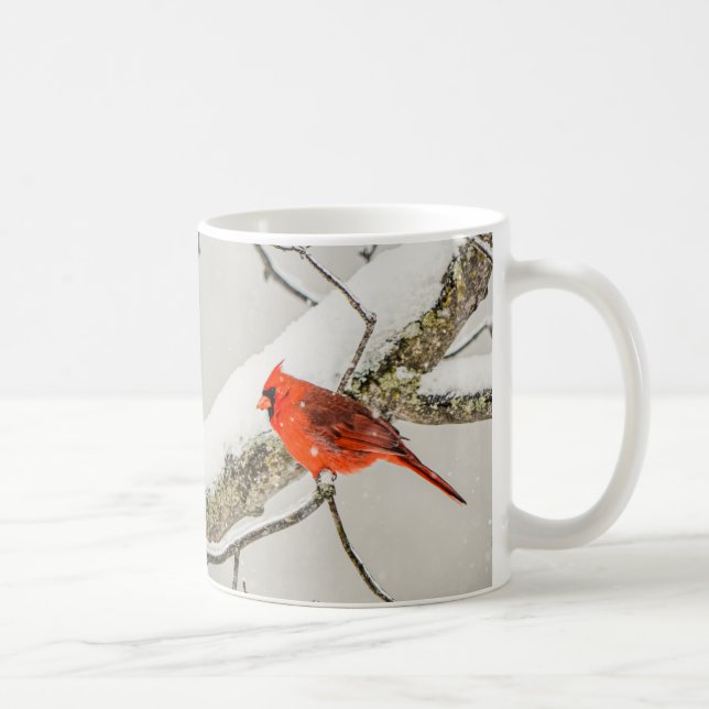 Taza De Café Pájaro cardenal rojo invierno (Derecha)