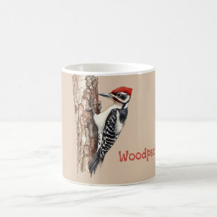 Taza De Café Pájaro Carpintero Cabeza Roja