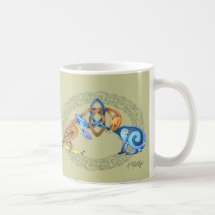 Taza De Café Pájaro celta y conejo con marco