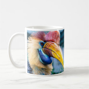 Taza De Café Pájaro de Bucerótido Knobbed Colorido, Único, Grac